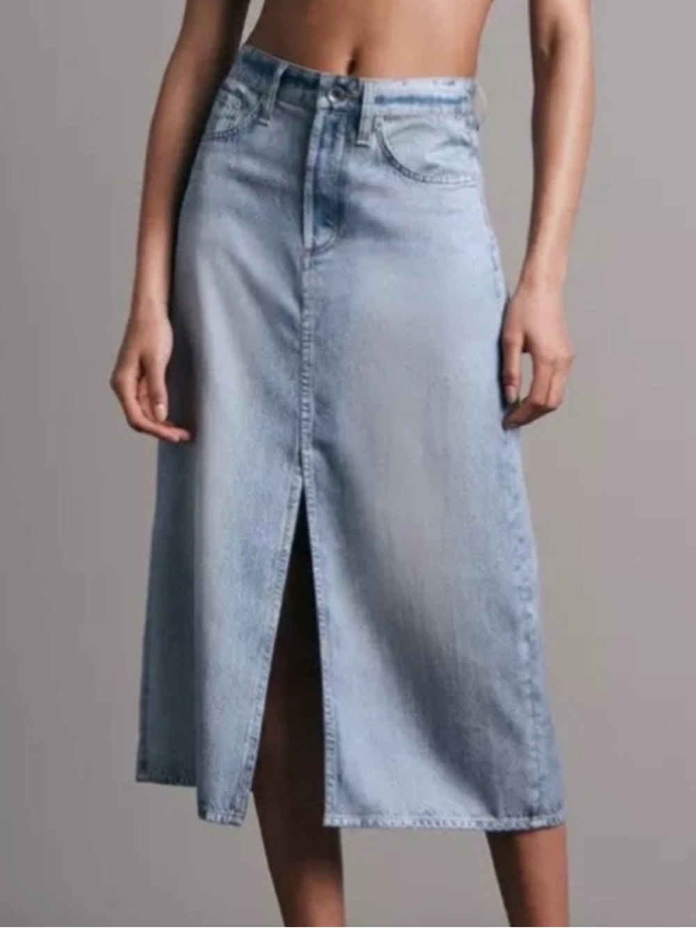 Rag & Bone Tulip Liquid Miramar Midi Skirt Denim Size 25